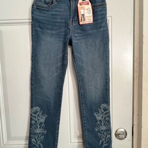 Levi's Women's Blue Skinny Jeans with Floral Hem Embroidery